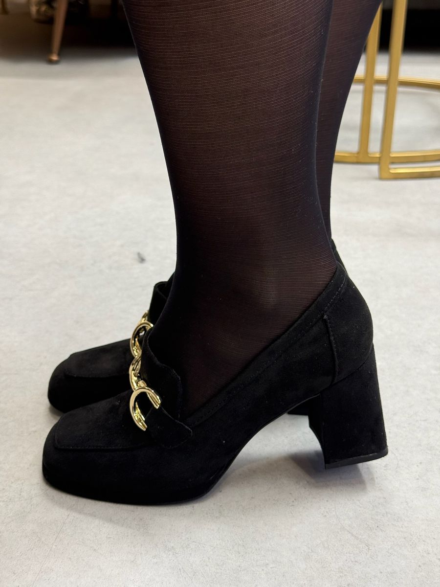 MOKASIN M/ HÆL & SPENNE - SORT