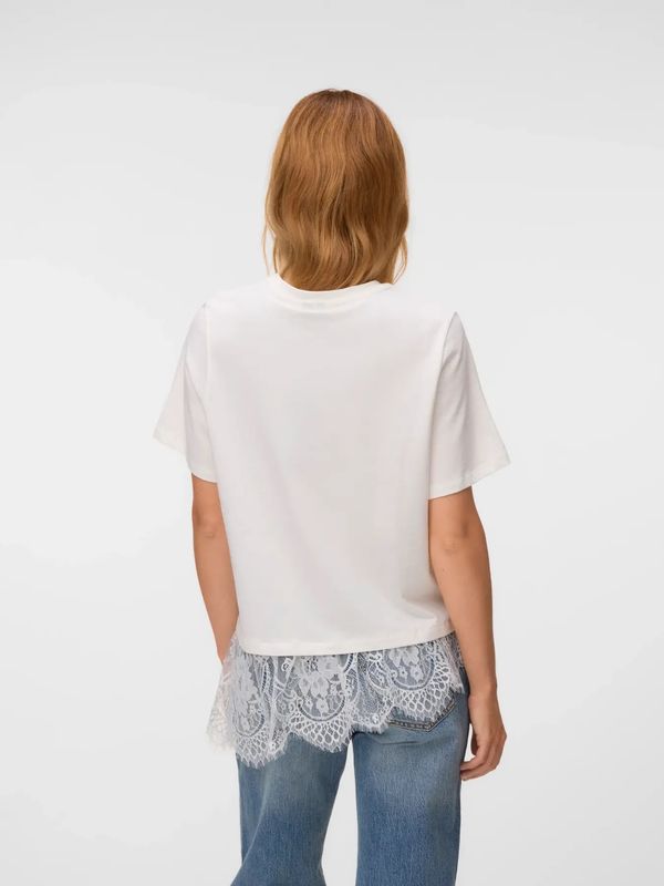 BRIT T-SHIRT M/BLONDEKANT - HVIT