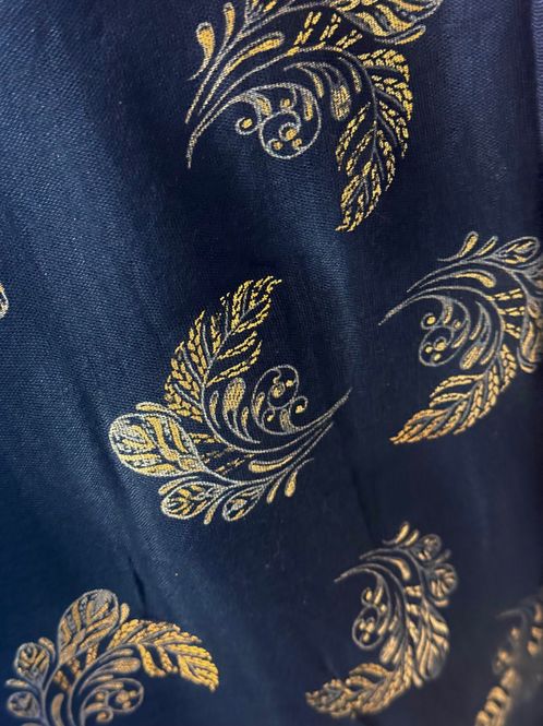 Hovedbilde SKJERF BOMULL/VISCOSE BLAD PRINT - NAVY