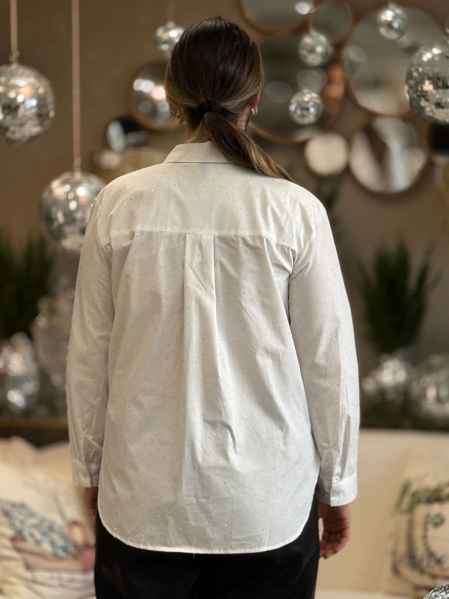 INGA SKJORTE M/STRASS - OFFWHITE