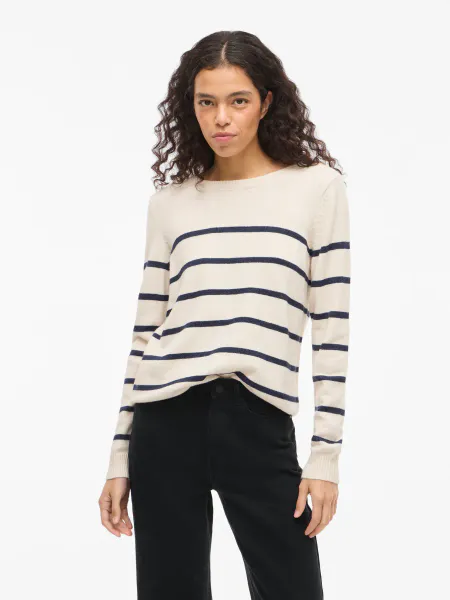 Hovedbilde VIRIL GENSER O-NECK M/STRIPER - CREAM/NAVY