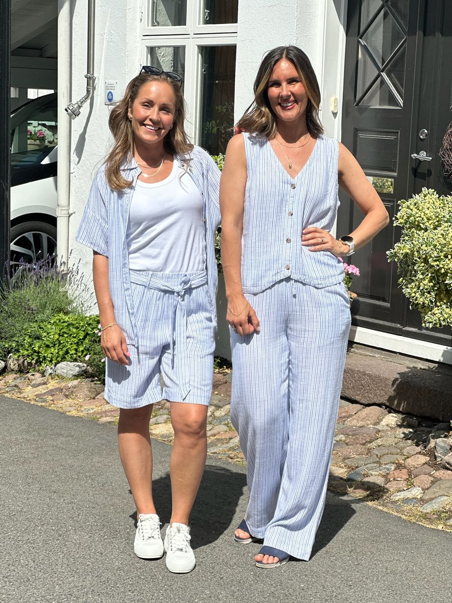 LAVARA BUKSE STRIPES - DENIMBLÅ/HVIT