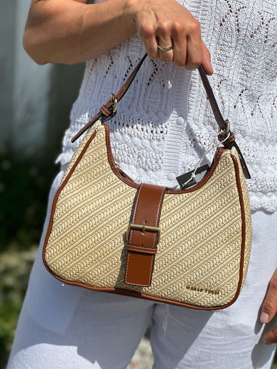 VESKE M/STRUKTUR - NATUR / COGNAC