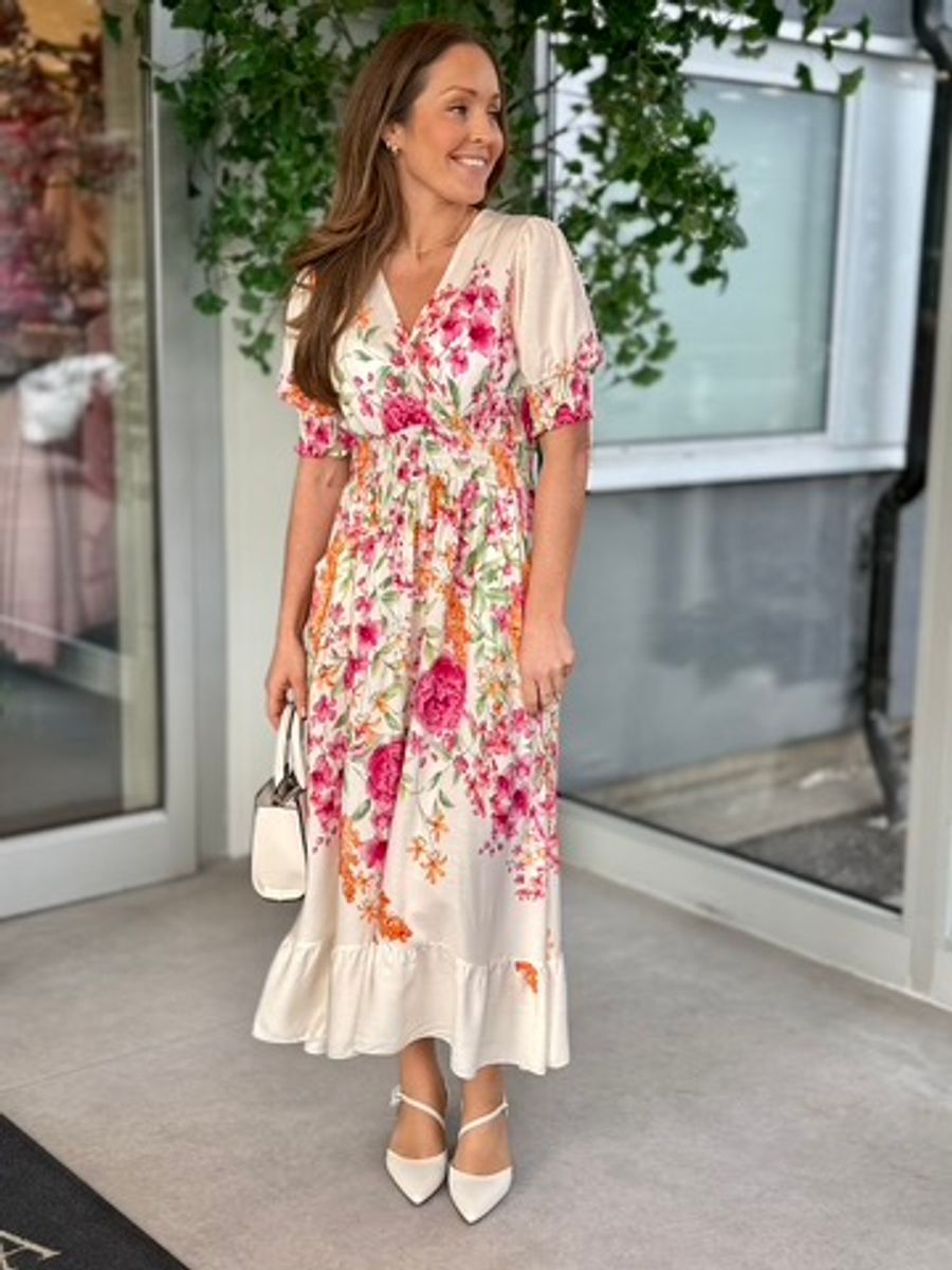 BELLA MAXI DRESS - CREAM/PINK