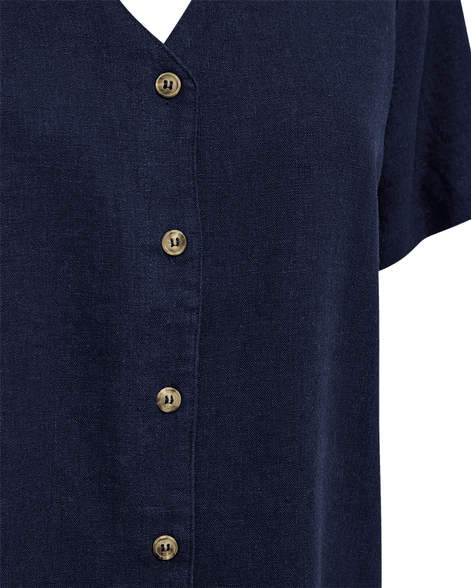 LAVA LIN/VISCOSE BLUSE V-HALS - NAVY