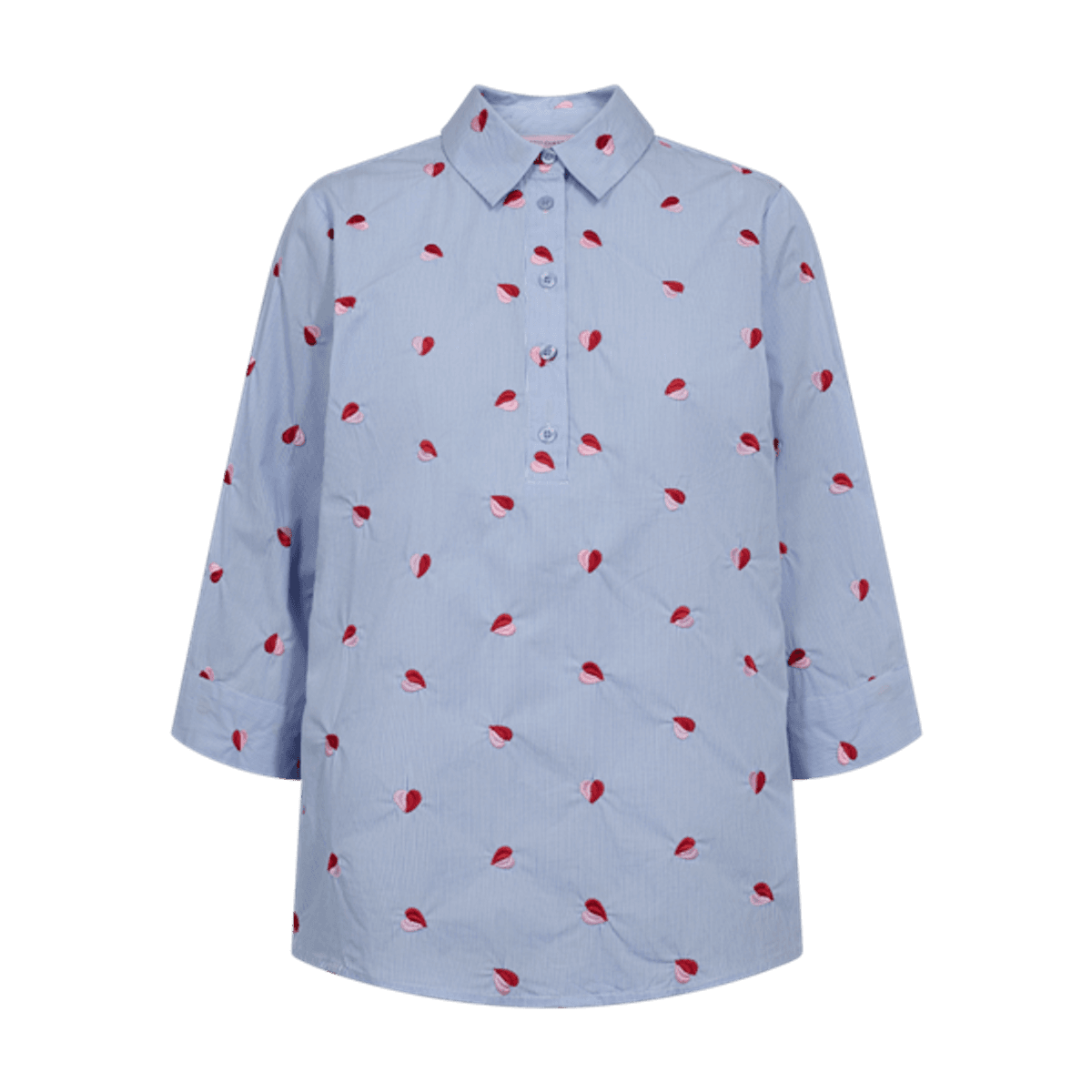 ROSAN SKJORTE 3/4 ERM - HIMMELBLÅ/ROSA