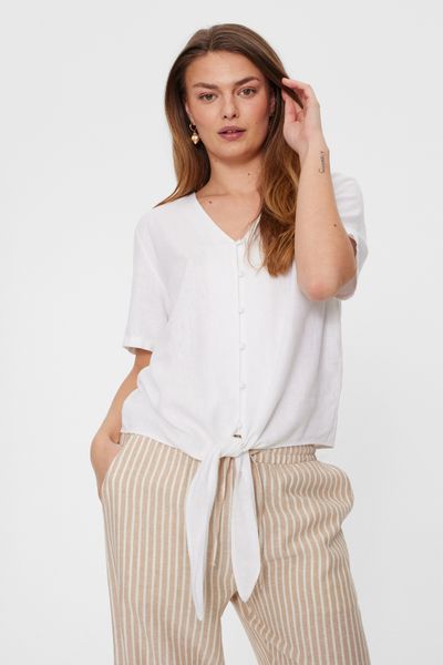 Hovedbilde LAVA LIN/VISCOSE BLUSE M/KNYTING - HVIT