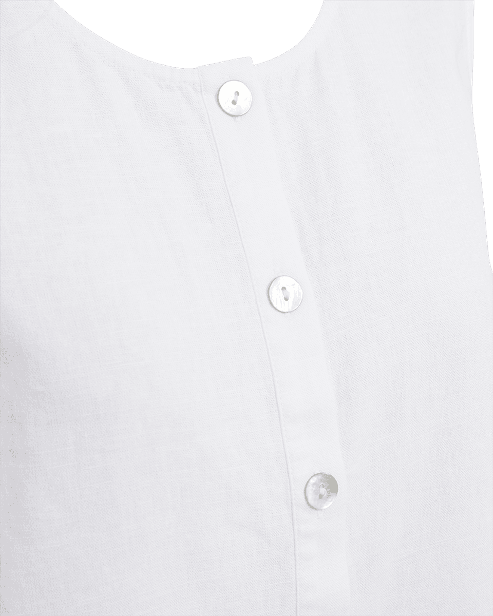 LAVA LIN/VISCOSE TOPP M/KNAPPER FORAN - HVIT