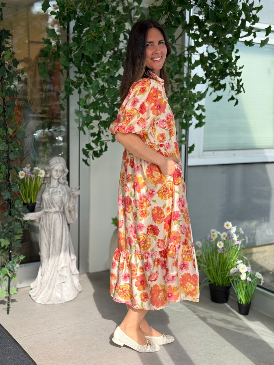 ALINIA SOL KJOLE - ORANGE BLOMSTER