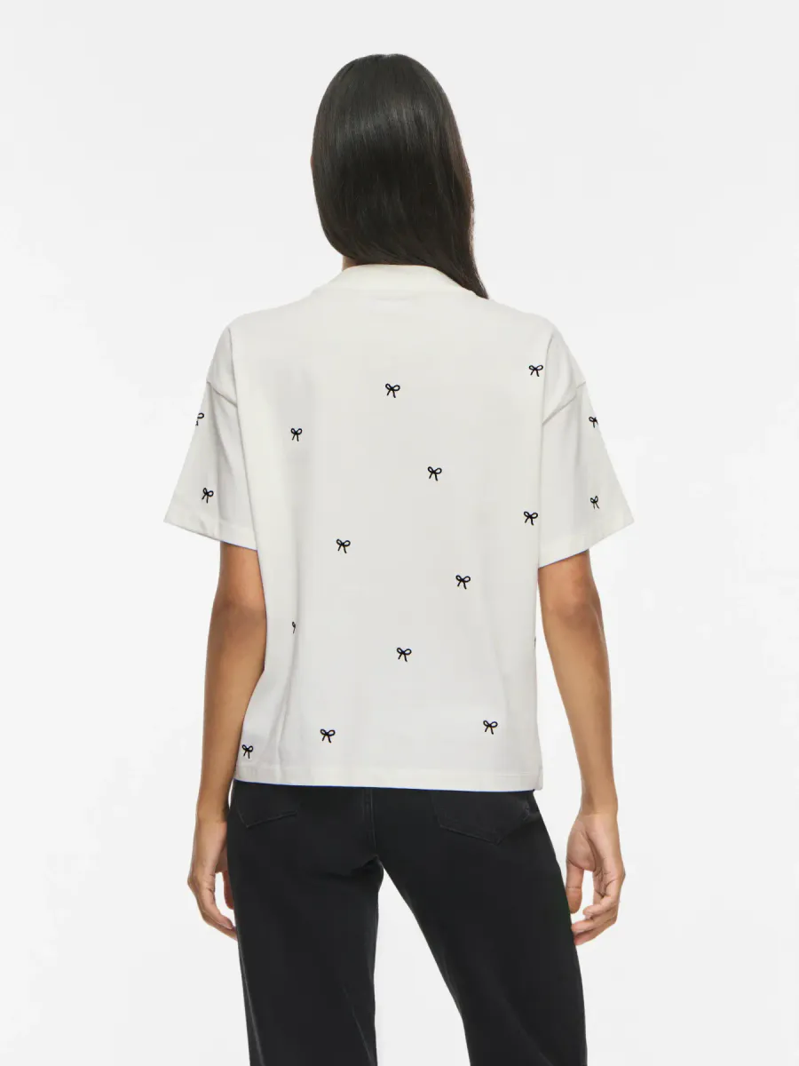 MONIE T-SHIRT M/BOW - HVIT 