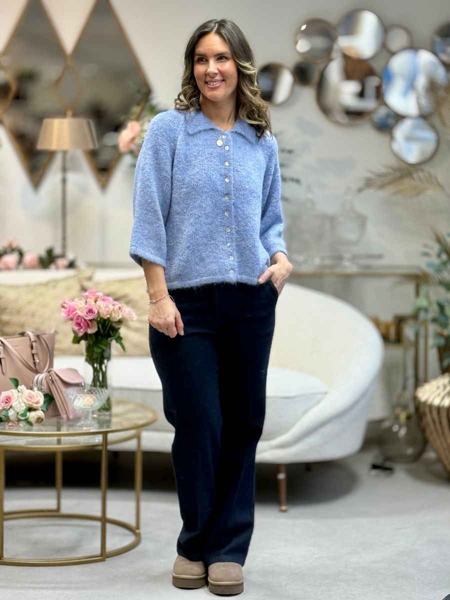 LULU CARDIGAN - HIMMELBLÅ MELERT