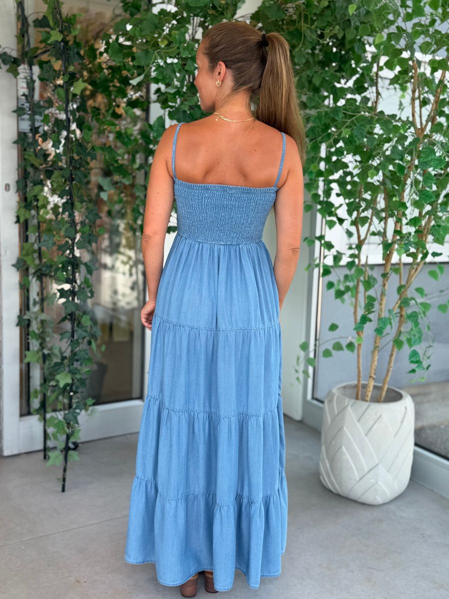 SMOCK KJOLE DENIM LOOK - CLASSIC BLUE