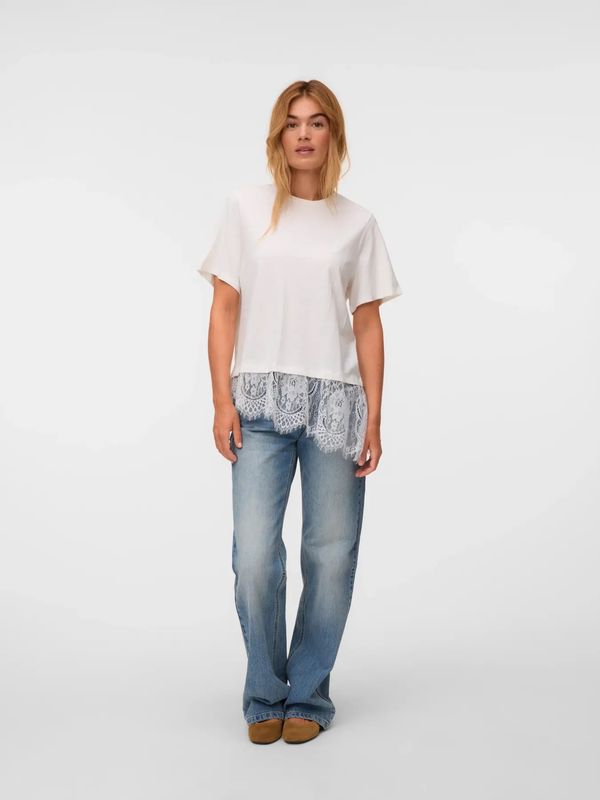 BRIT T-SHIRT M/BLONDEKANT - HVIT