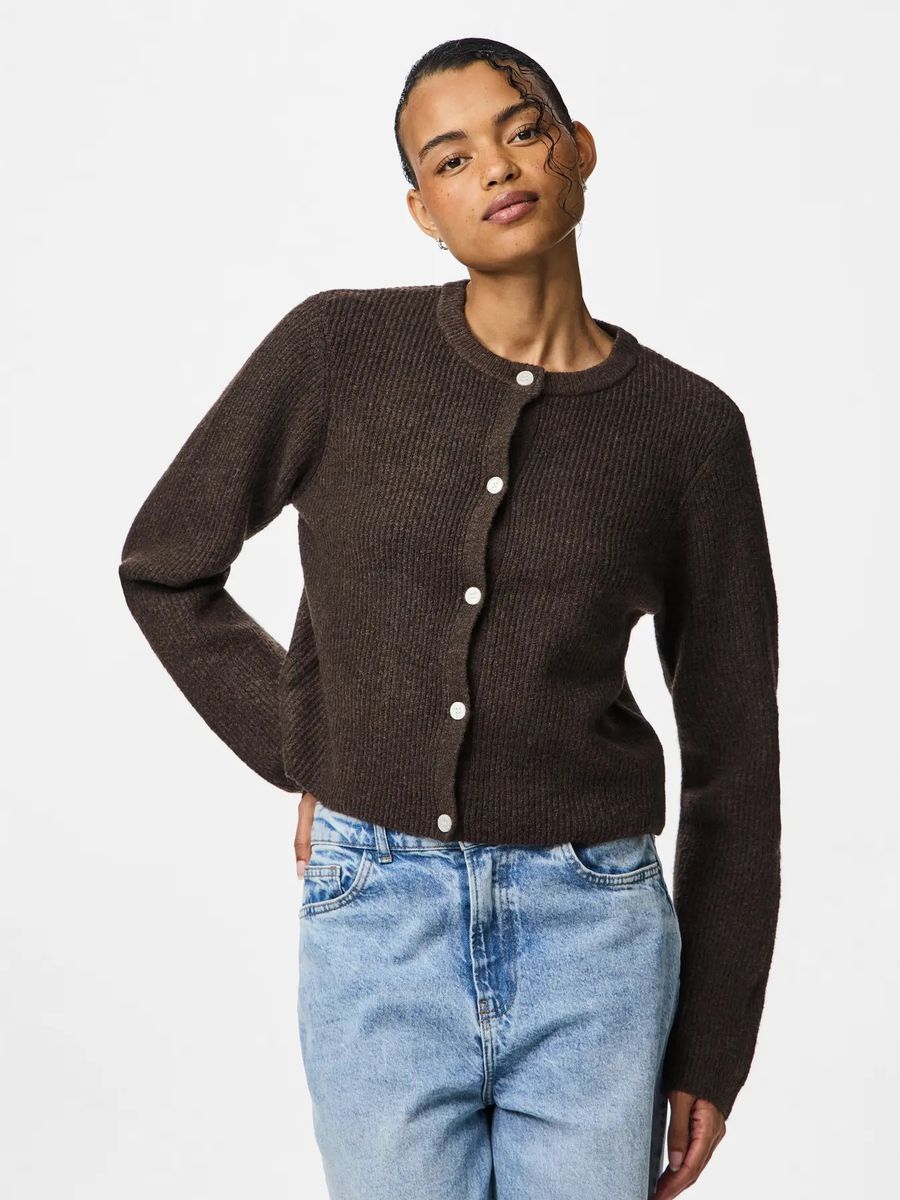 SILLY CARDIGAN M/LANG ERM - BRUN MELERT
