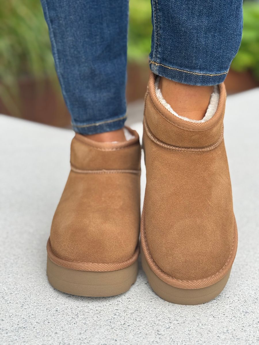 PLATFORM BOOTS - COGNAC