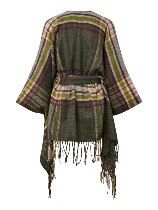 AVIE PONCHO M/BELTE - OLIVEN RUTING