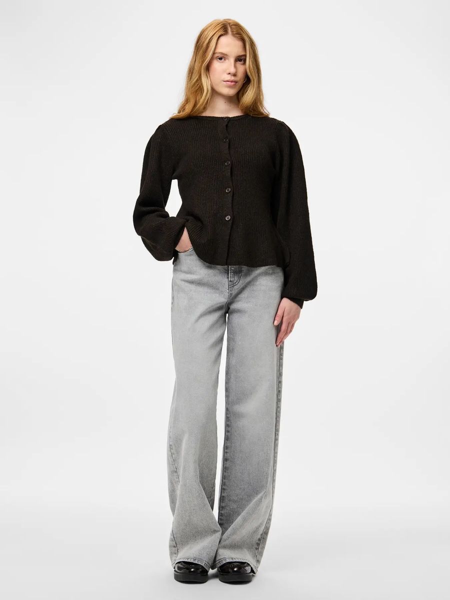SILLY CARDIGAN M/ PUFF & LANG ERM - BRUN