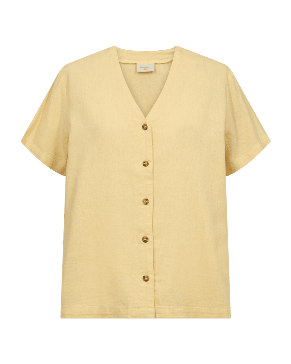 LAVA LIN/VISCOSE BLUSE V-HALS - GUL