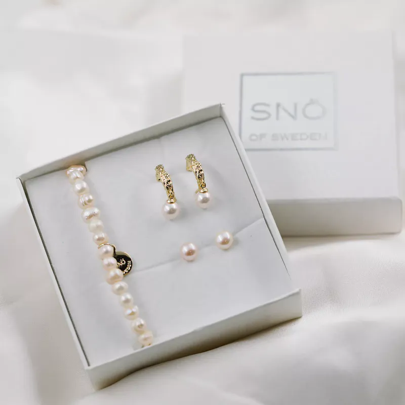 SNÖ OF SWEDEN - JUDY SET BRACELET 4 - GULL/PERLER