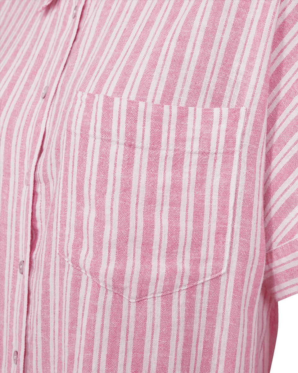 LAVA SKJORTE M/STRIPER & 2/4 ERM - ROSA/HVIT