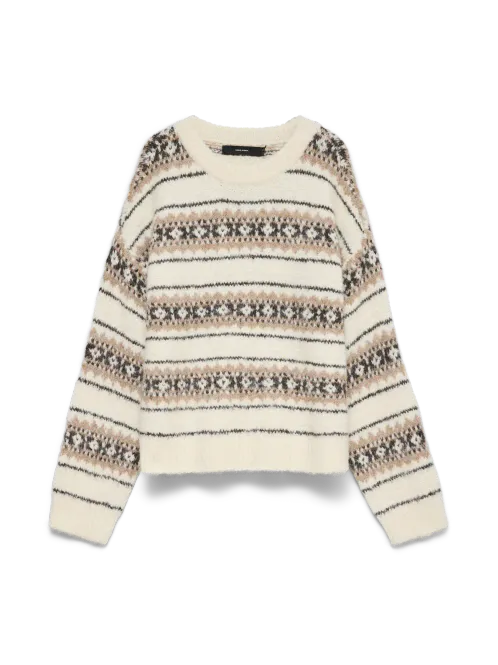 Hovedbilde ISOLA STRIKKET GENSER - OFFWHITE/CAMEL