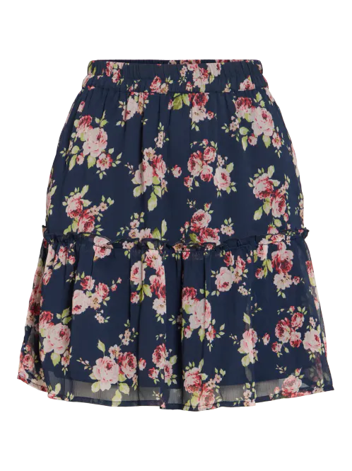 Hovedbilde EMMA SKJØRT FLOWERS - NAVY 
