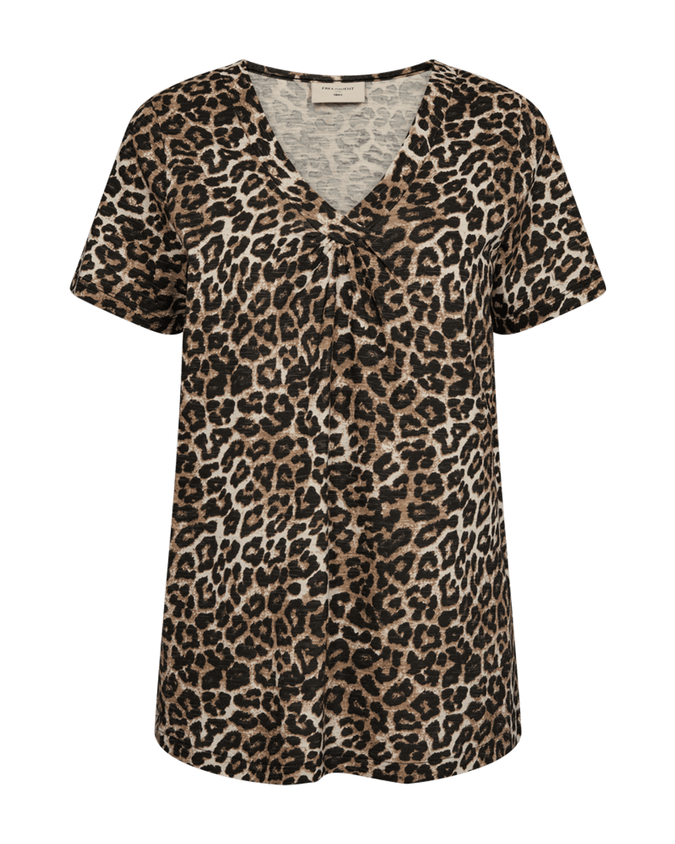 SABINA T-SHIRT V-HALS - LEOPARD