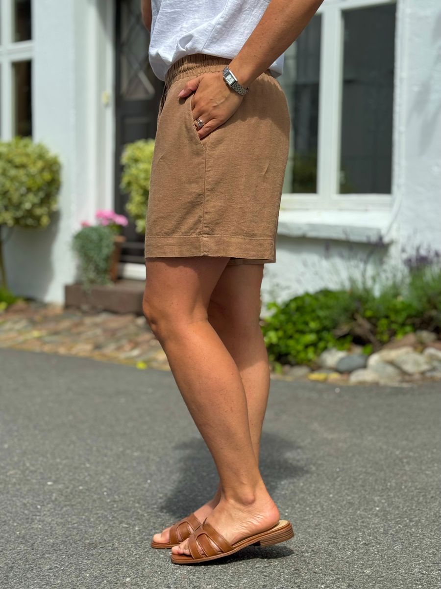 LAVA LIN/VISCOSE SHORTS - DUSTY COGNAC