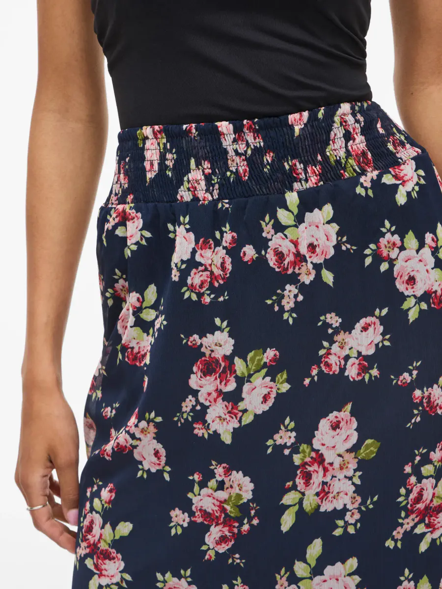 EMMA SKJØRT FLOWER - NAVY