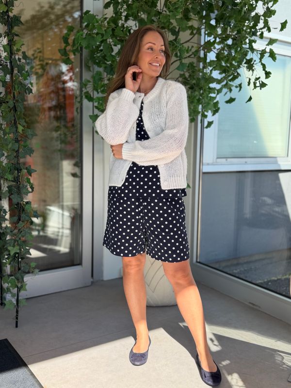 WILO STRIKKET CARDIGAN - HVIT
