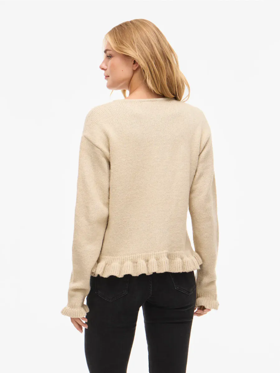 CAMMA STRIKKET CARDIGAN - SAND MELERT