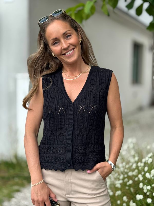 FRAYA STRIKKET TOPP - SORT