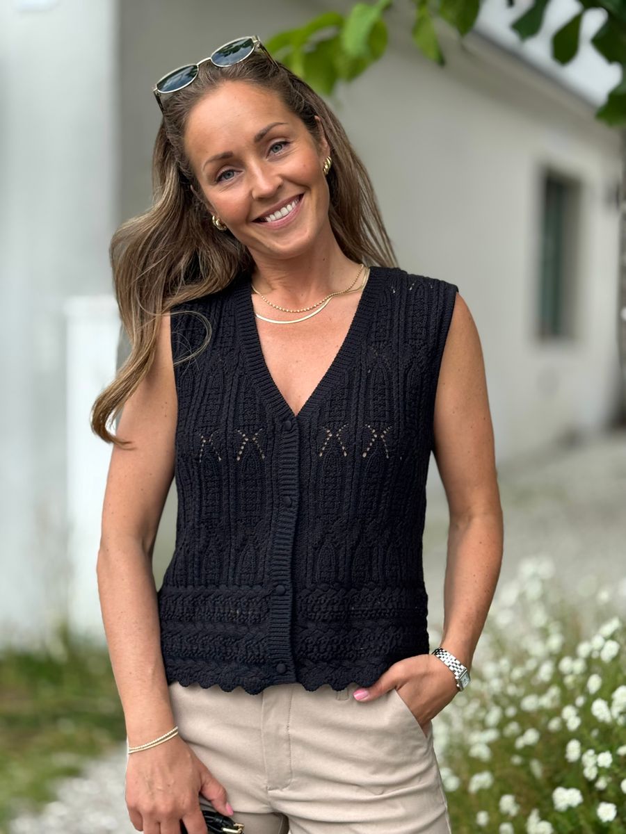 FRAYA STRIKKET TOPP - SORT