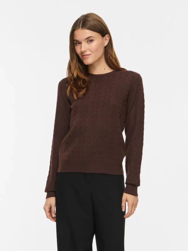 KERRY CABEL KNIT GENSER - BRUN