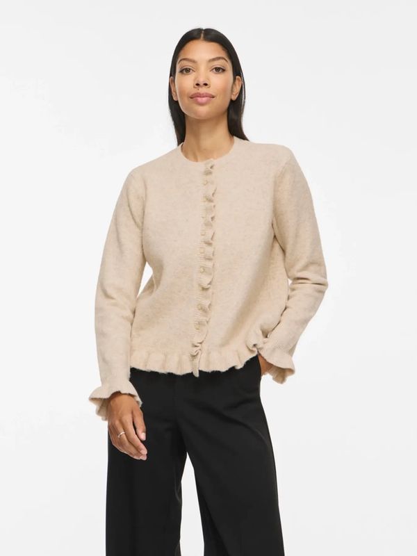 JACIA CARDIGAN M/FRILL - SAND MELERT