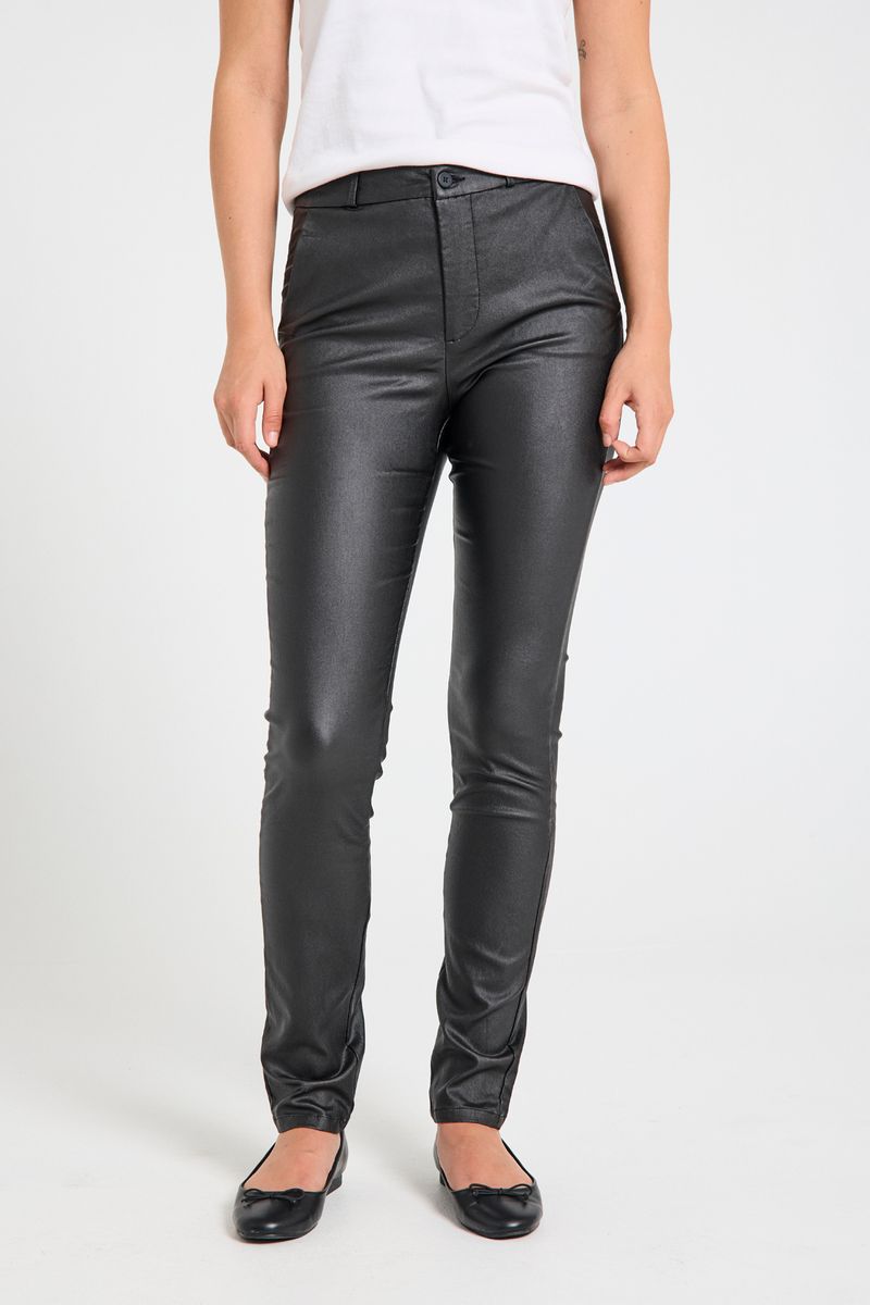 SOLVEJ CHINOS BUKSE COATED - SORT