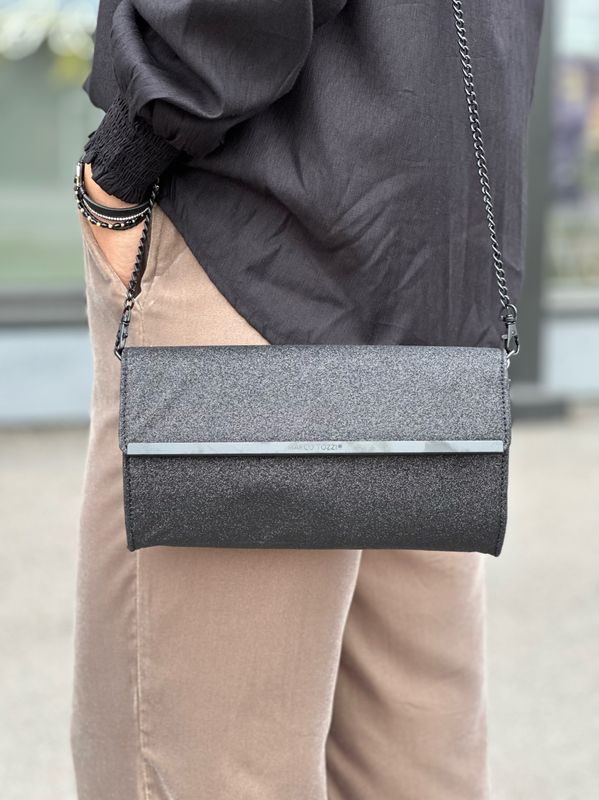 VESKE M/LENKE - SORT METALLIC