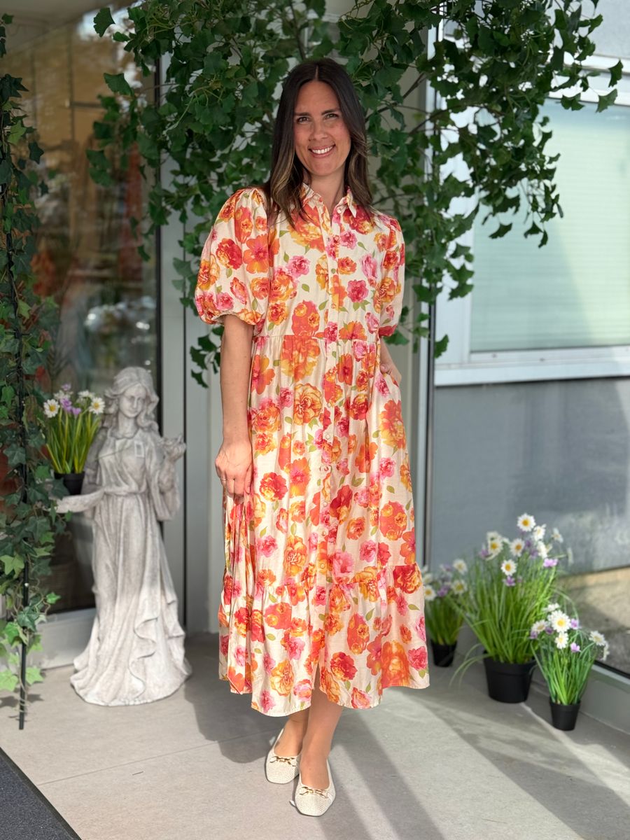 ALINIA SOL KJOLE - ORANGE BLOMSTER