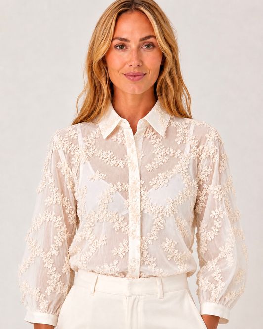 Hovedbilde SASSAN EMBRO BLUSE - CREAM