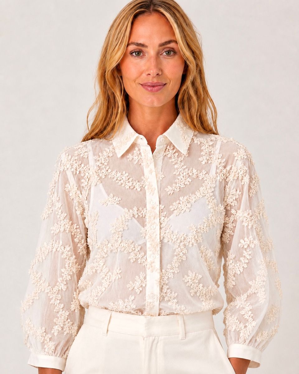 SASSAN EMBRO BLUSE - CREAM