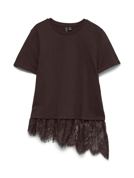 Hovedbilde BRIT T-SHIRT M/BLONDEKANT - BRUN