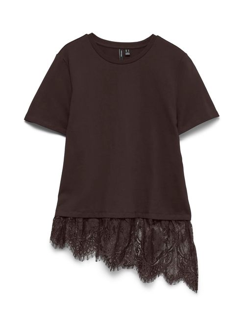 Hovedbilde BRIT T-SHIRT M/BLONDEKANT - BRUN