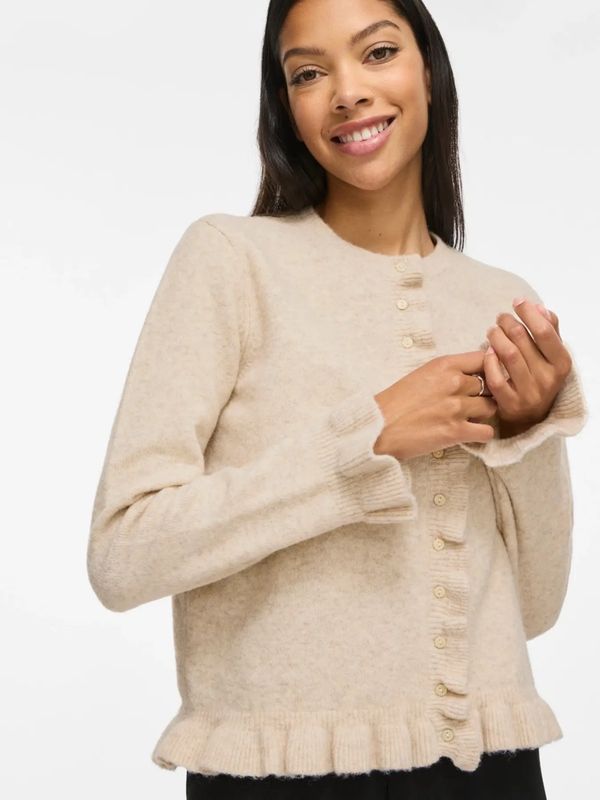 JACIA CARDIGAN M/FRILL - SAND MELERT