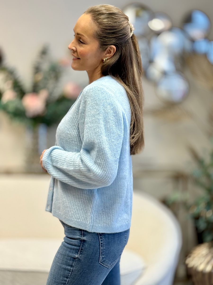 LORY CARDIGAN - LYS BLÅ MELERT