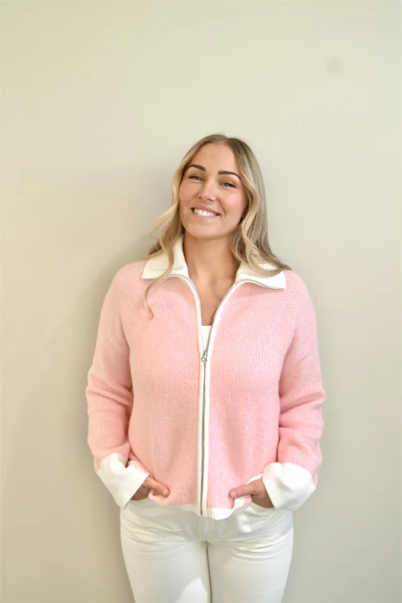 OLLIE ZIP CARDIGAN - ROSA