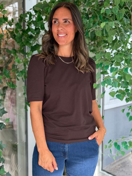 Hovedbilde FENJA T-SHIRT M/PUFFERM - MØRK BRUN