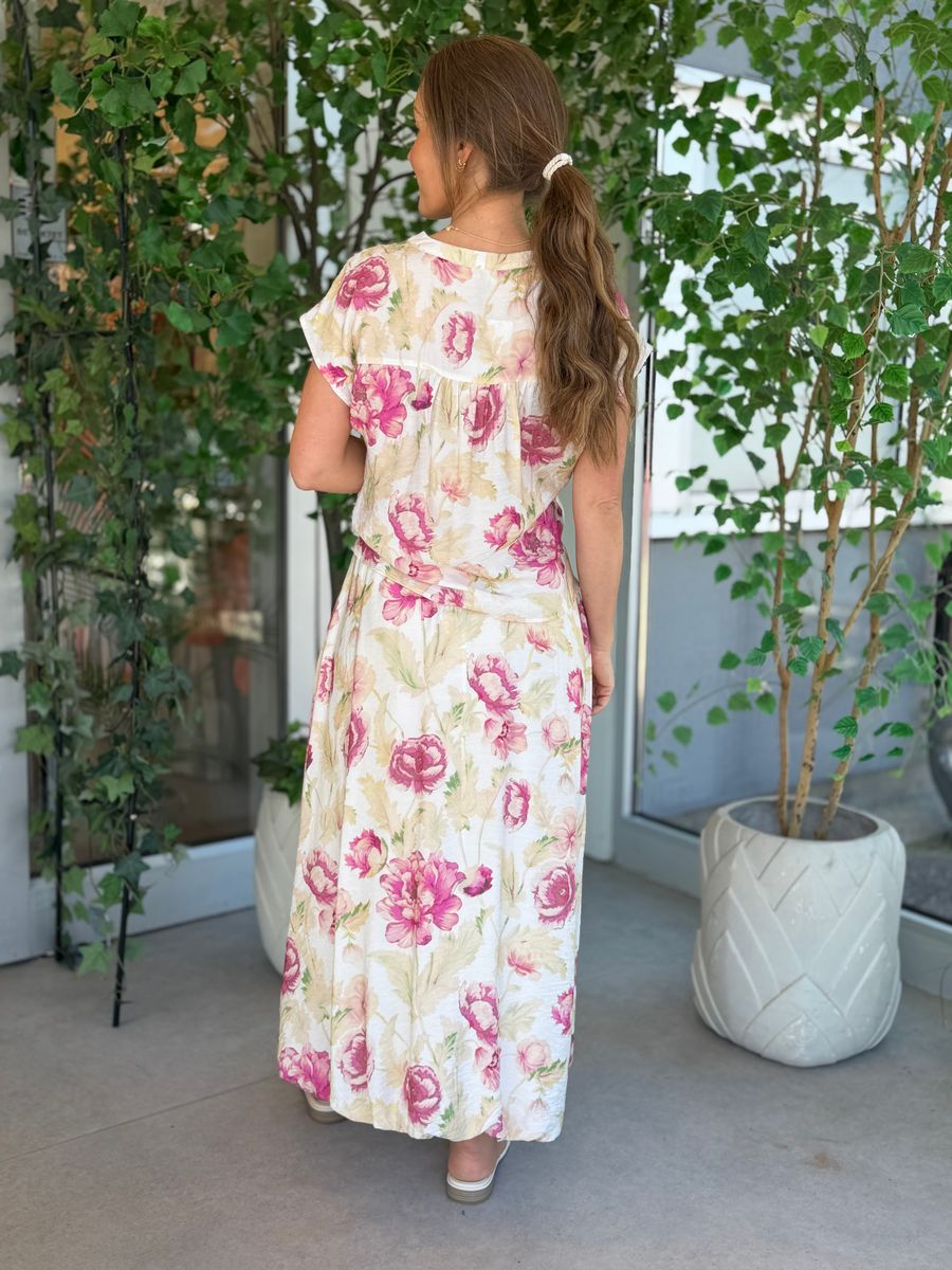 MAISE SKJØRT - ROSA BLOMSTER