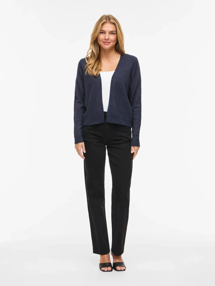 VIRIL CARDIGAN KORT - NAVY MELERT
