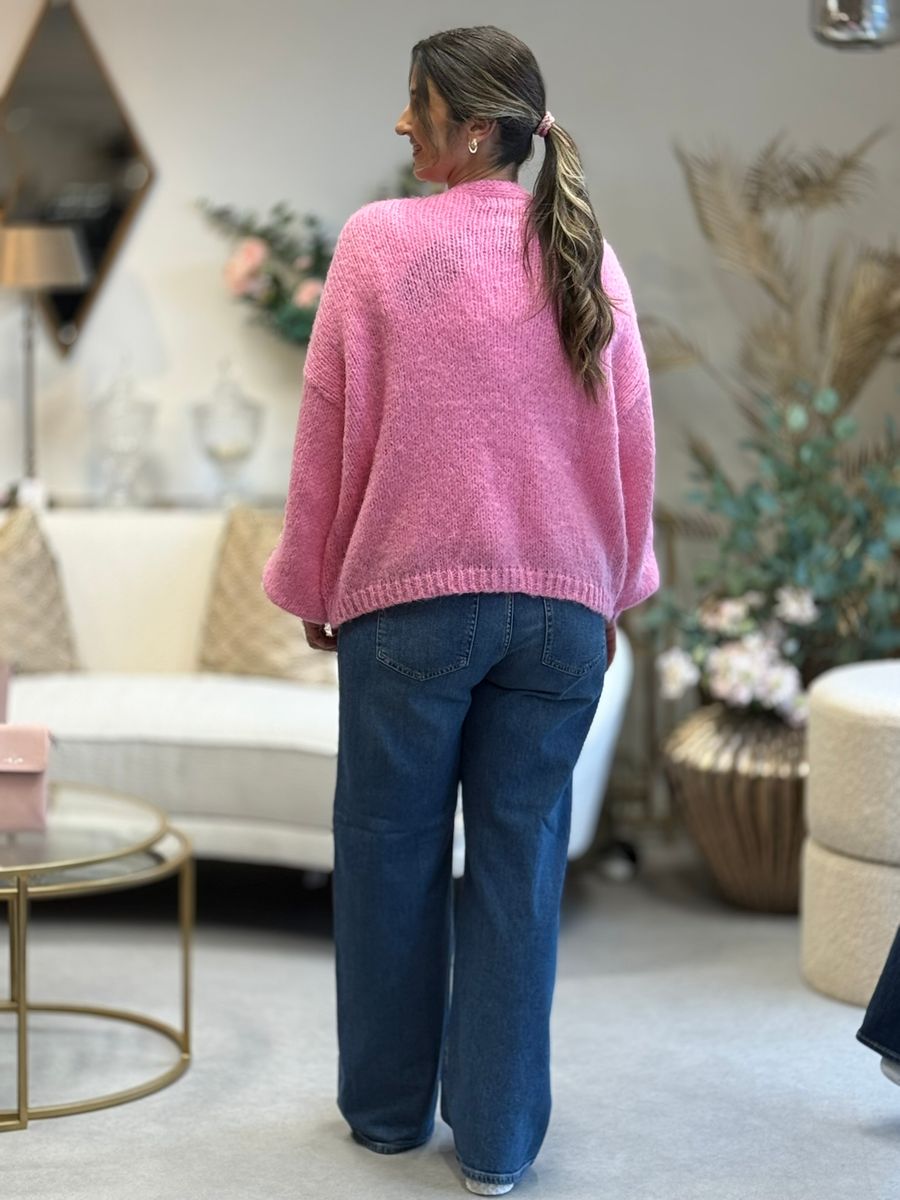MAYBE STRIKKET CARDIGAN - ROSA