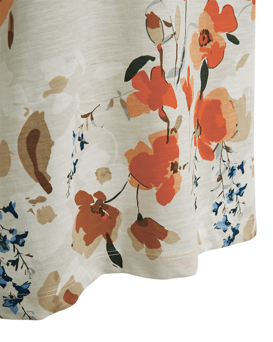 VIVA TOPP V-HALS FLOWER - CREAM/ORANGE